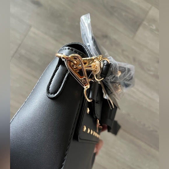 NWT Valentino Orlandi Black Gold Studded Bag With Additional Pouch And 2 Straps - Picture 5 of 15